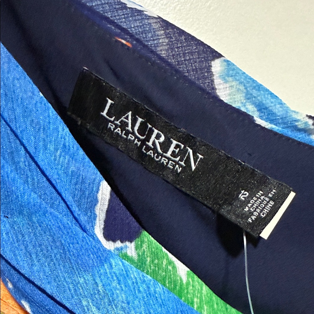 Ralph Lauren One-Shoulder Floral Dress in Blue and Orange wedding guest gown 12 - Picture 7 of 8
